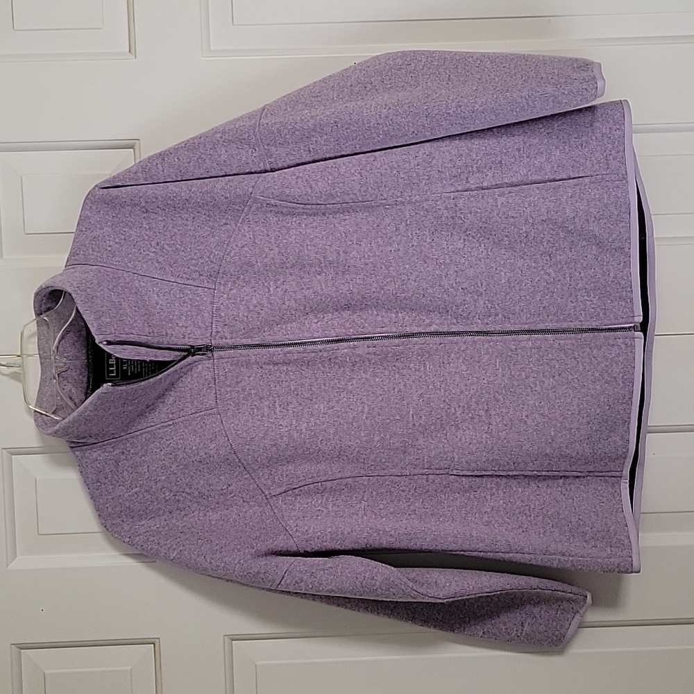 L. L. Bean women's full zip Fleece insulated jacket purple gray sz xl peti…